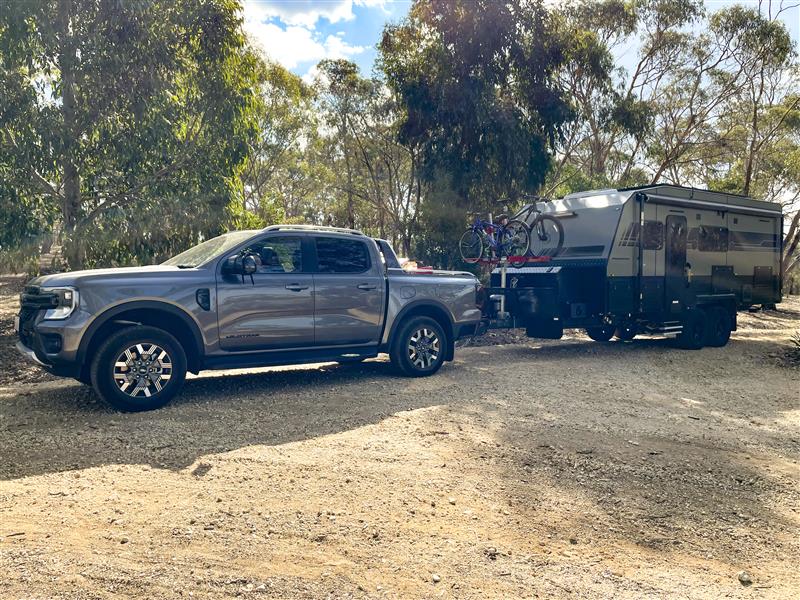 Ranger PHEV chief programme engineer, Philip Millar, tows a caravan weighing more than three tonnes with his pickup.